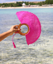 Cargar imagen en el visor de la galería, Abanico Jipijapa con mango redondo en colores
