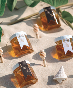 Frasco de miel de abeja